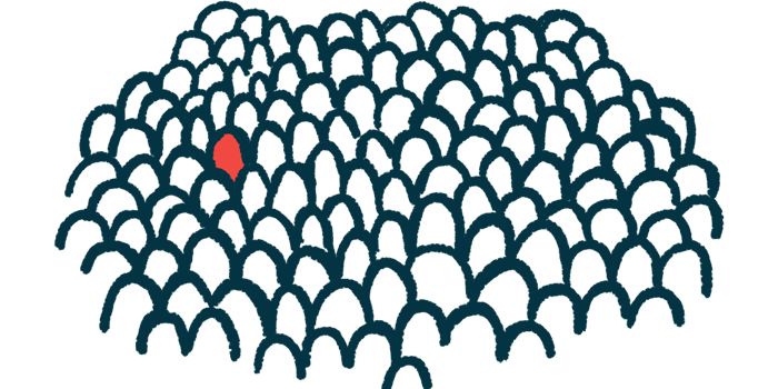 An illustration of single person outline highlighted among many.