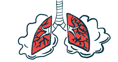 An illustration shows a close-up view of damaged lungs.